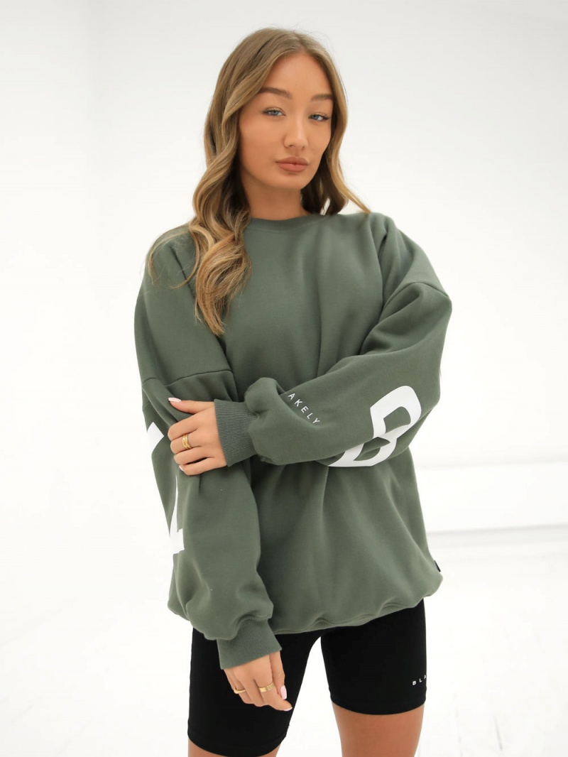 Khaki Green Blakely Isabel Oversized Jumper | TVLE-38194