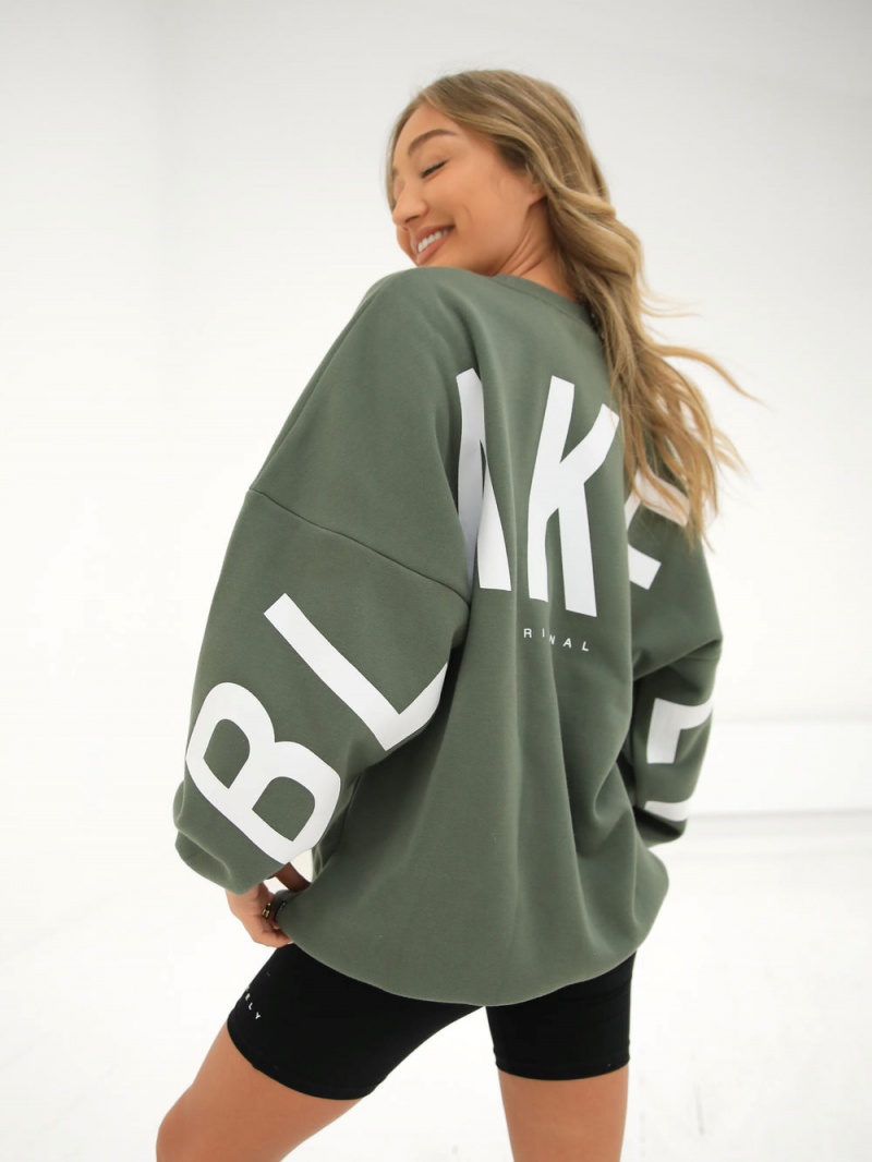 Khaki Green Blakely Isabel Oversized Jumper | TVLE-38194
