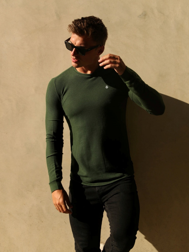 Khaki Green Blakely Mason Knit Jumper | ACHW-25643