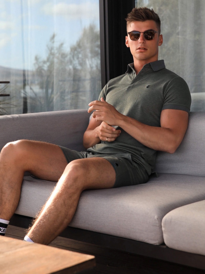 Khaki Green Blakely Sorrento Stretch Fit Shorts | QMDT-93174