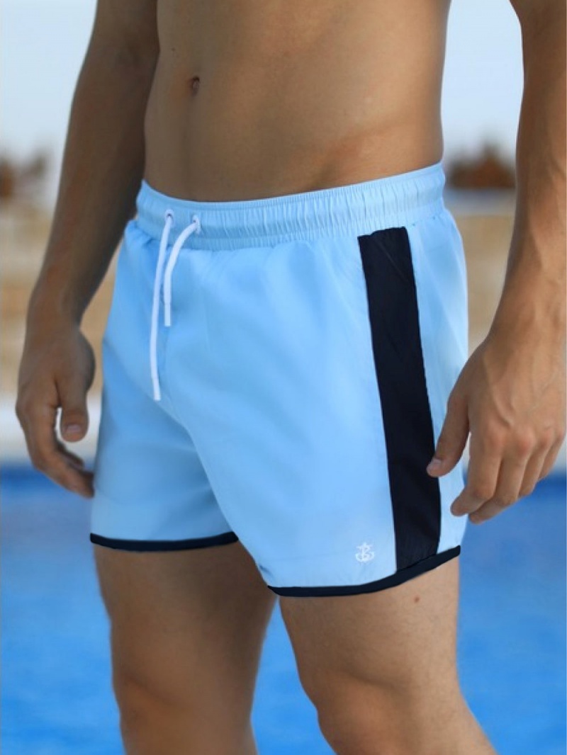 Light Blue/Navy Blakely Poso Swim Shorts | SFRG-34850