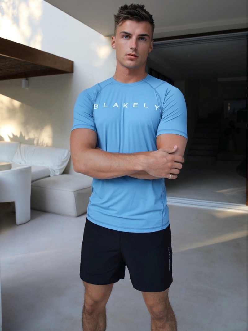 Light Blue Blakely Alert Gym T-Shirt | VPXC-02984
