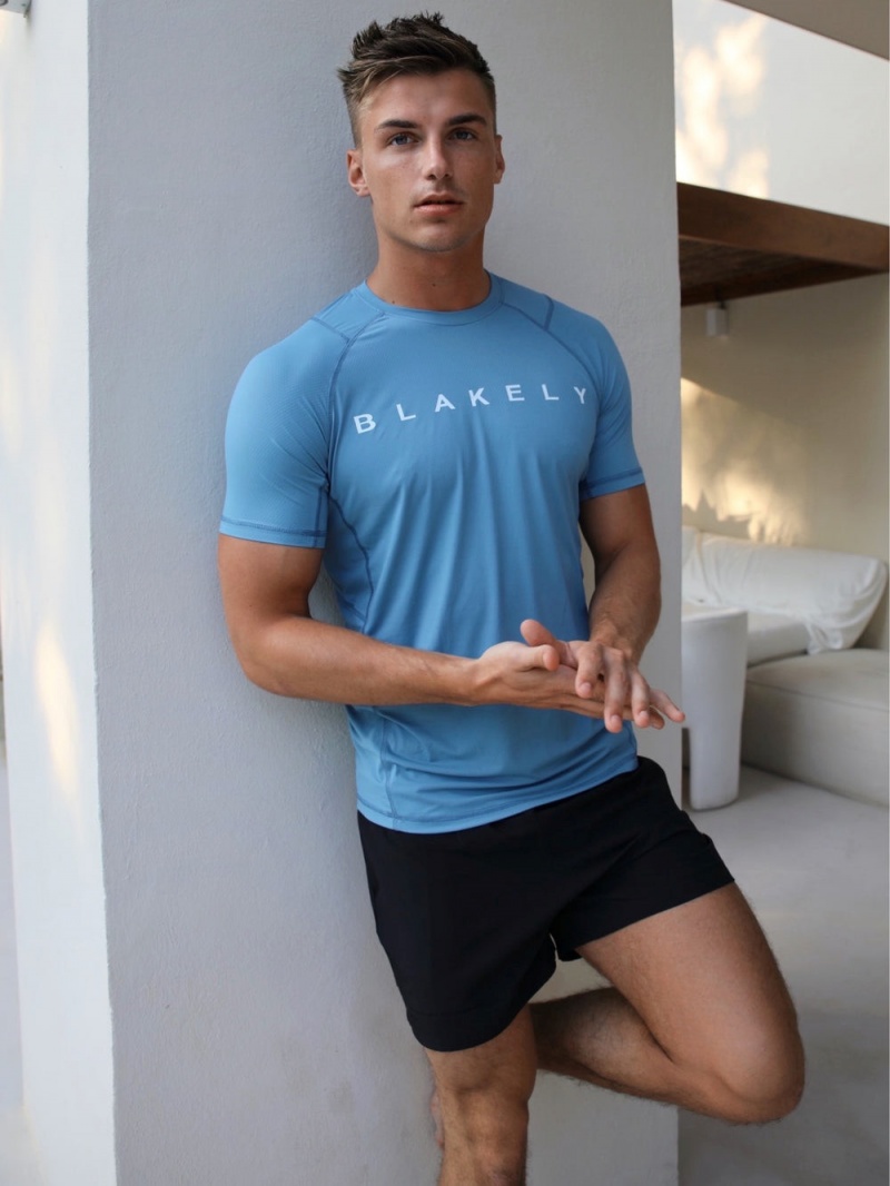 Light Blue Blakely Alert Gym T-Shirt | VPXC-02984