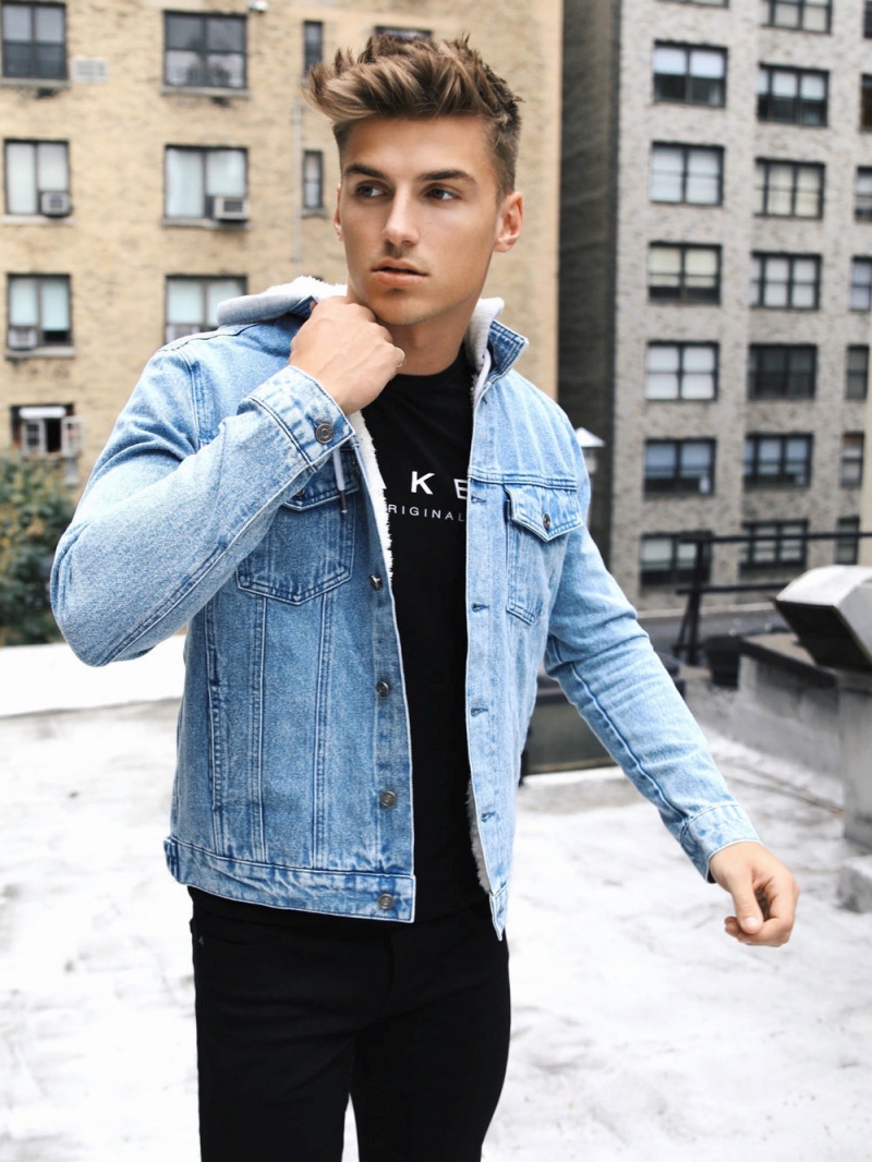 Light Blue Blakely Camden Hooded Denim Jacket | TKWC-83016