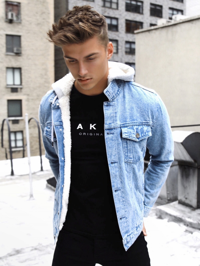 Light Blue Blakely Camden Hooded Denim Jacket | TKWC-83016