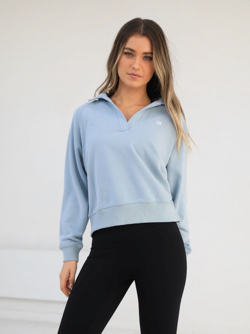 Light Blue Blakely Initial V-Neck Jumper | NCEF-59871