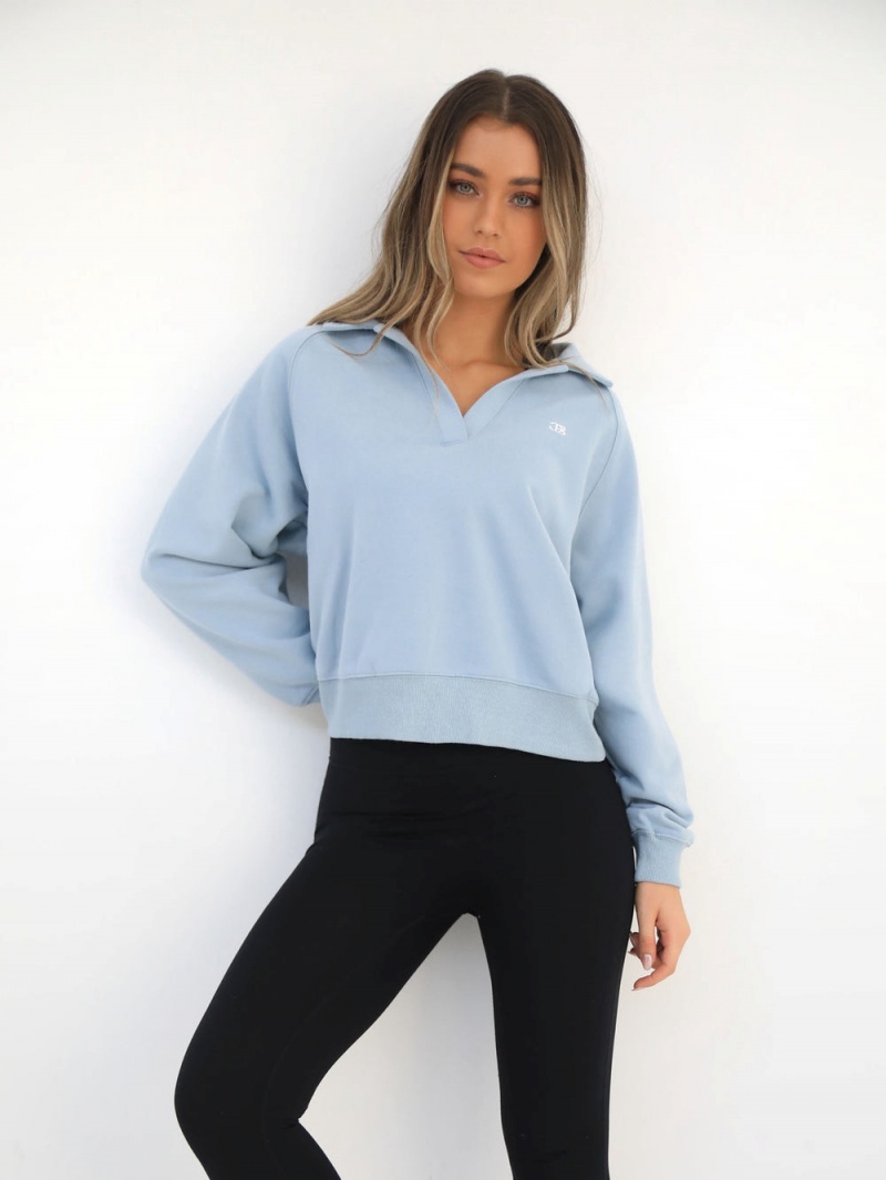 Light Blue Blakely Initial V-Neck Jumper | NCEF-59871
