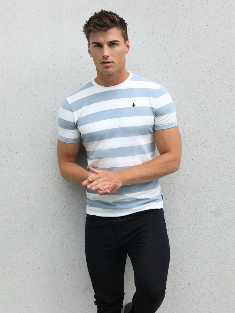Light Blue Blakely Loano Stripe T-Shirt | RJFC-82594