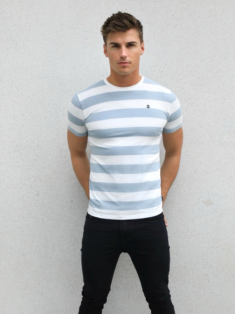 Light Blue Blakely Loano Stripe T-Shirt | RJFC-82594
