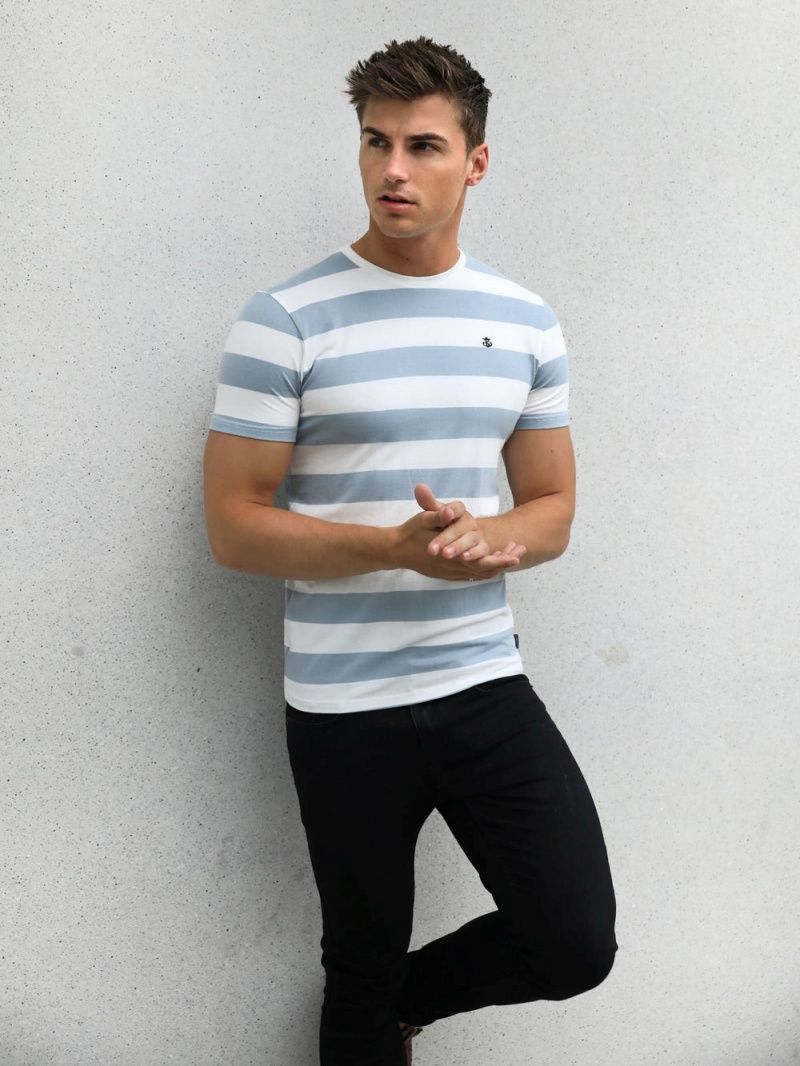 Light Blue Blakely Loano Stripe T-Shirt | RJFC-82594