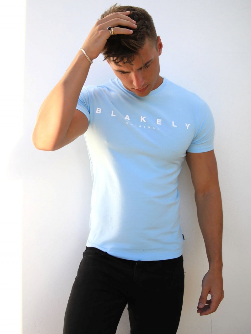 Light Blue Blakely Ocean T-Shirt | VBDU-80753