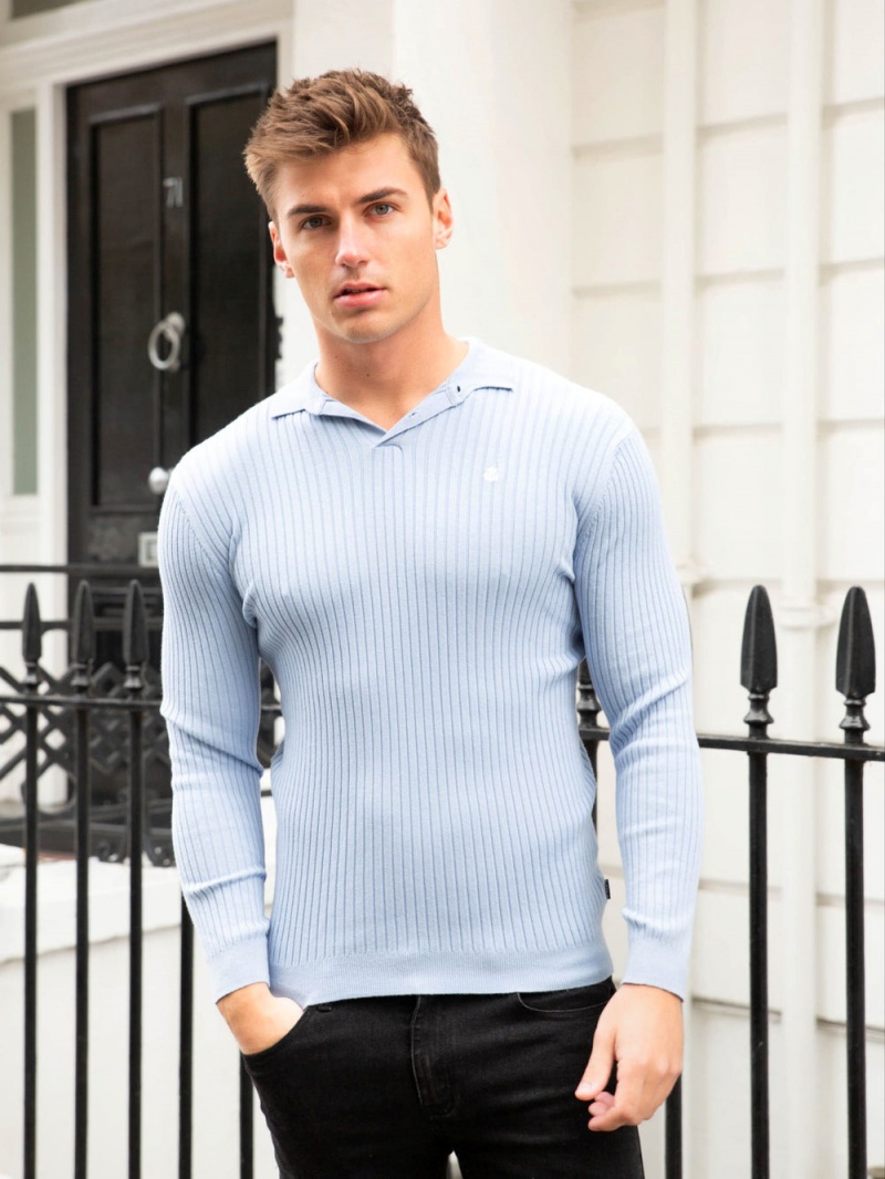 Light Blue Blakely Salisbury Ribbed Polo | HAPC-54207