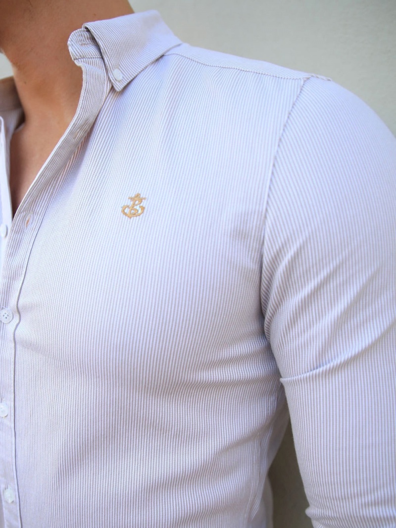 Light Brown Blakely Pesaro Pinstripe Shirt | PDJG-40126