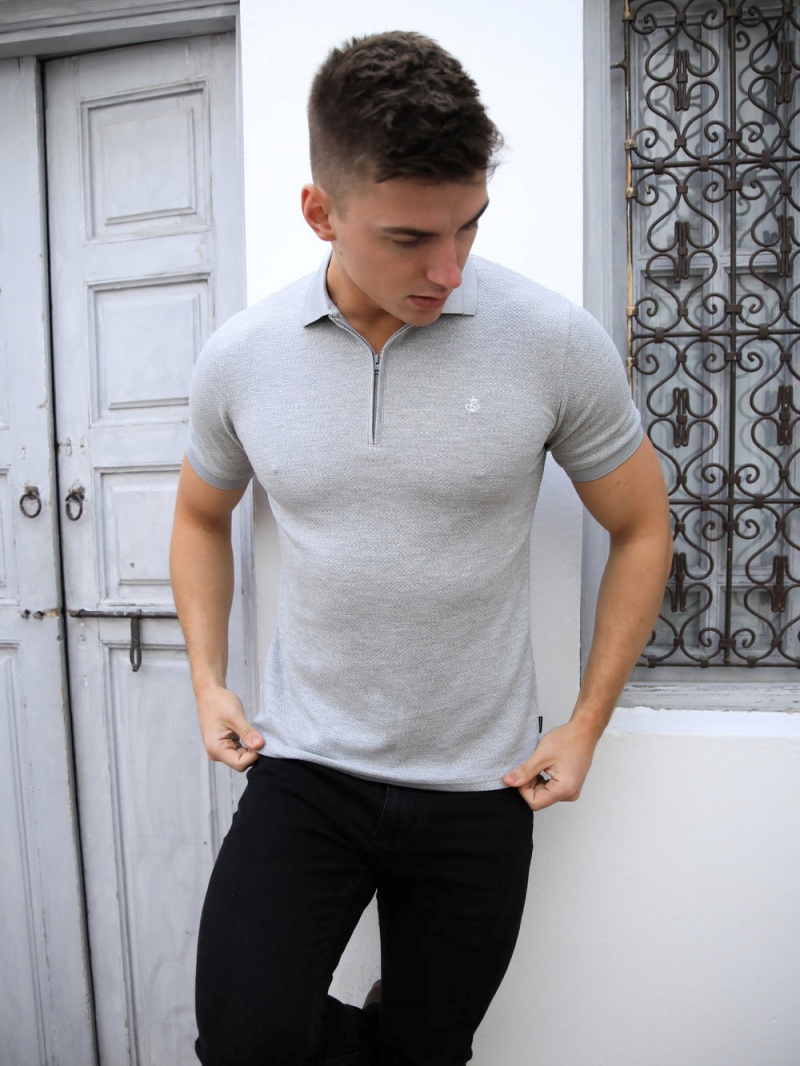 Light Grey Blakely Amot Textured Polo Shirt | BYHK-53674