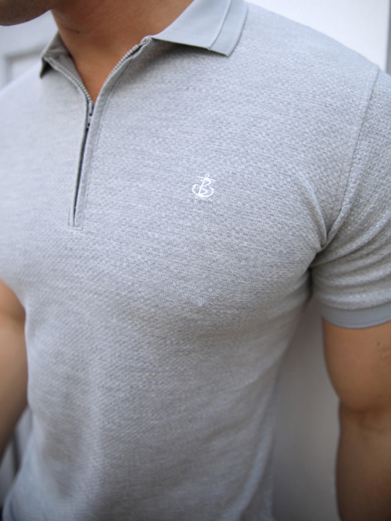 Light Grey Blakely Amot Textured Polo Shirt | BYHK-53674