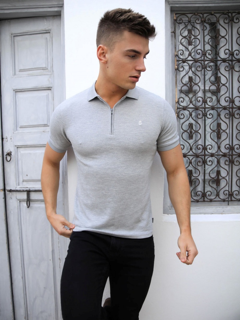 Light Grey Blakely Amot Textured Polo Shirt | BYHK-53674
