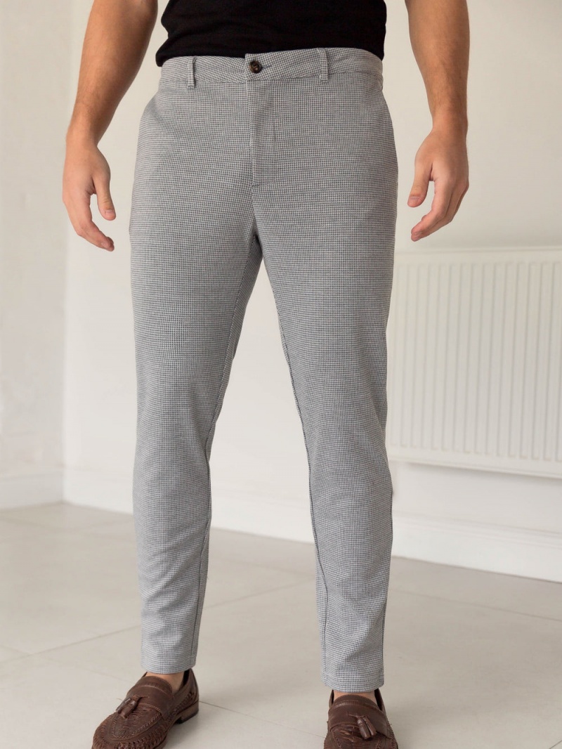Light Grey Blakely Midar Check Chinos | ZKFH-83947