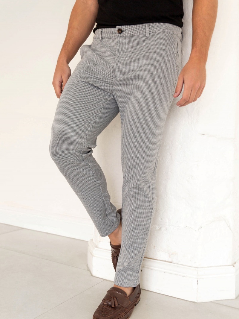 Light Grey Blakely Midar Check Chinos | ZKFH-83947