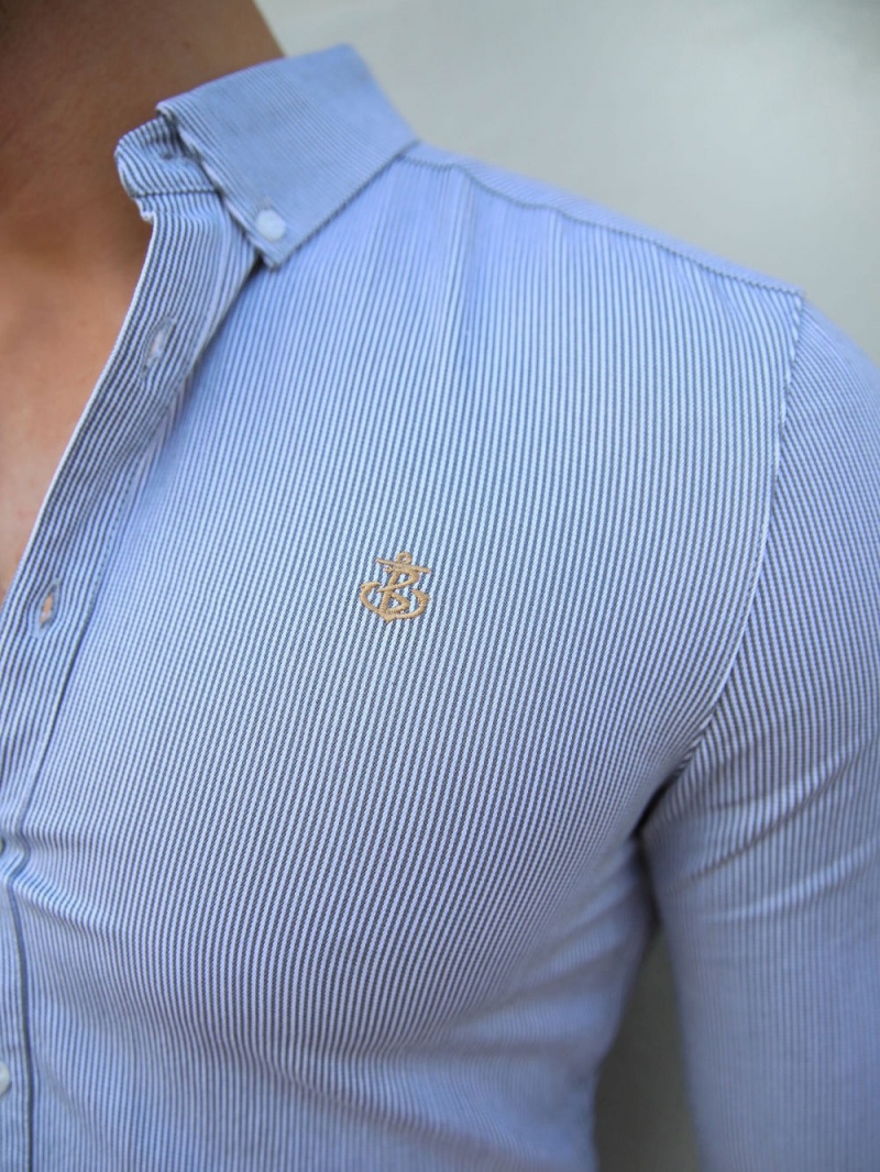 Light Grey Blakely Pesaro Pinstripe Shirt | VXGH-59074
