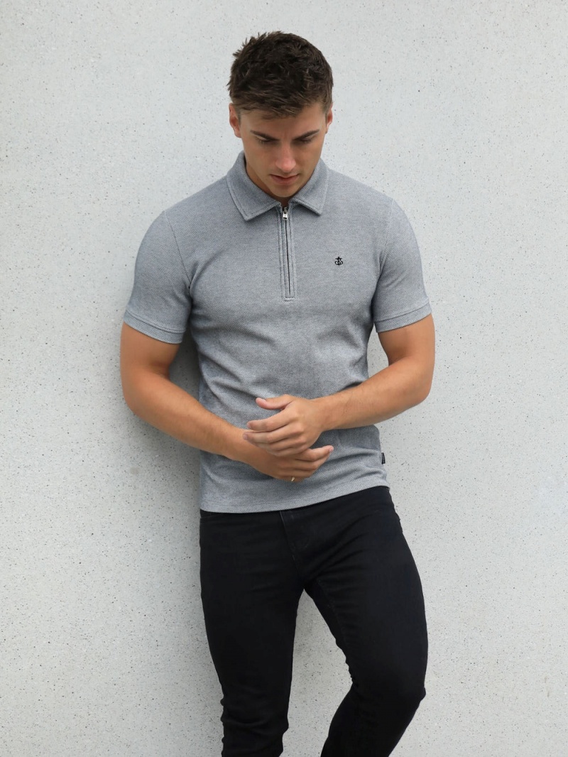 Marl Grey Blakely Toulon Textured Polo | XROF-43265
