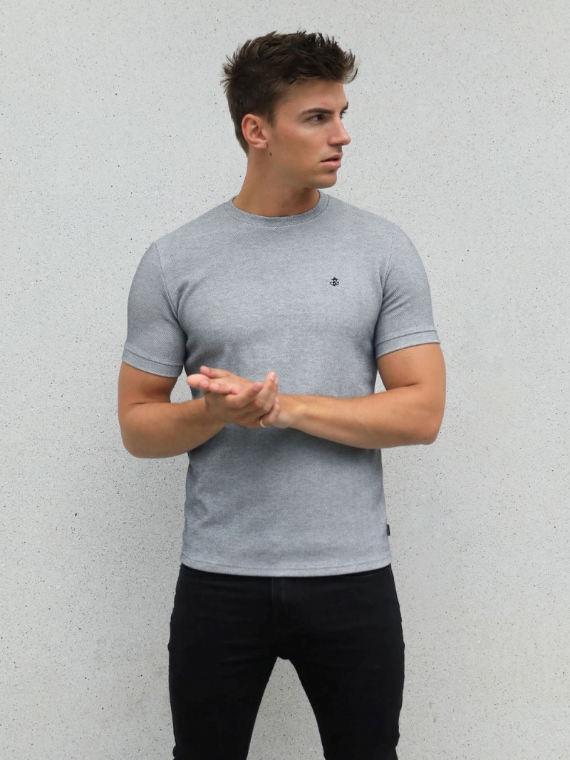 Marl Grey Blakely Toulon Textured T-Shirt | GNAX-26794