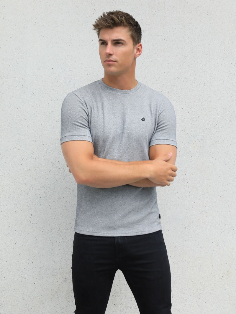 Marl Grey Blakely Toulon Textured T-Shirt | GNAX-26794