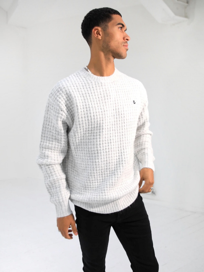 Marl White Blakely Burford Knit Jumper | FWES-83749