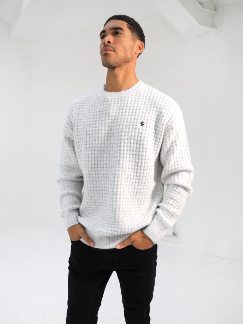 Marl White Blakely Burford Knit Jumper | FWES-83749