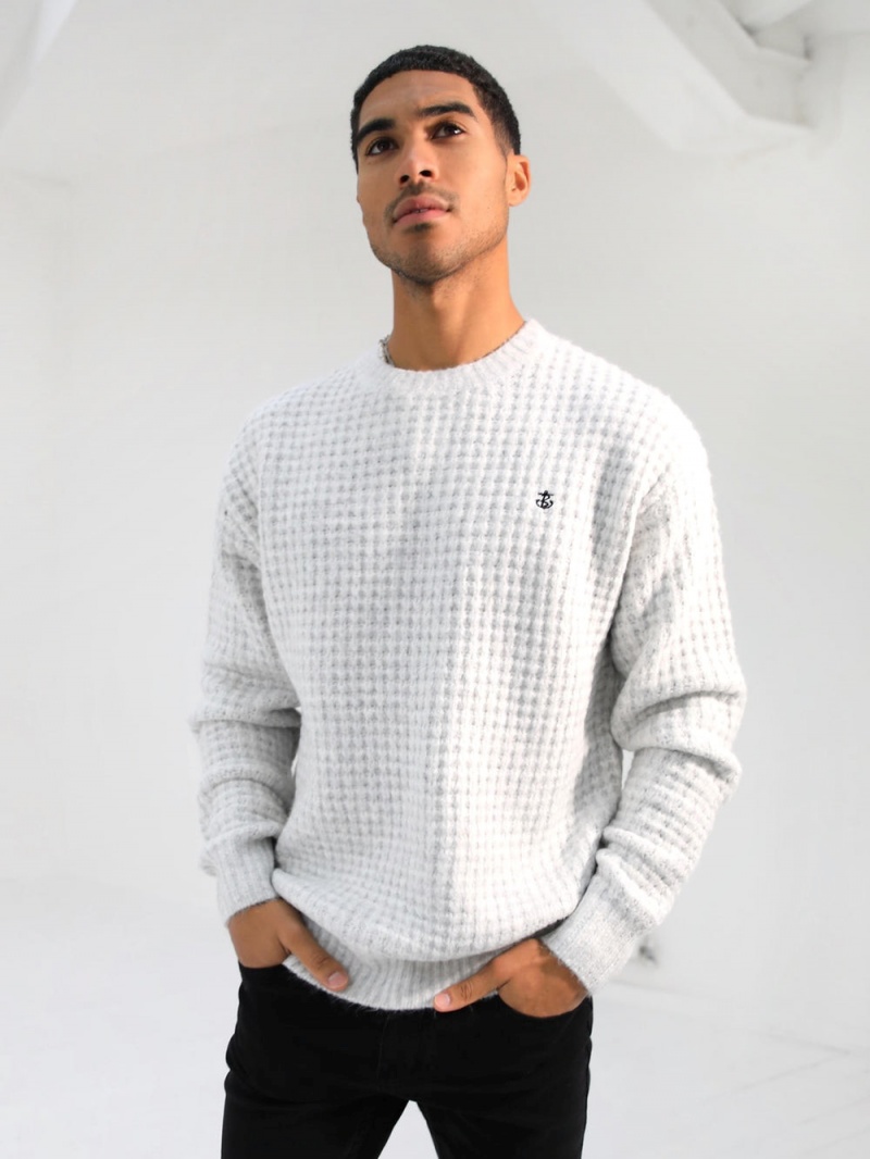 Marl White Blakely Burford Knit Jumper | FWES-83749