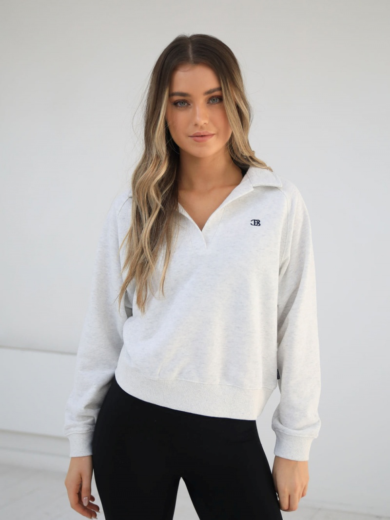 Marl White Blakely Initial V-Neck Jumper | SOPW-82504