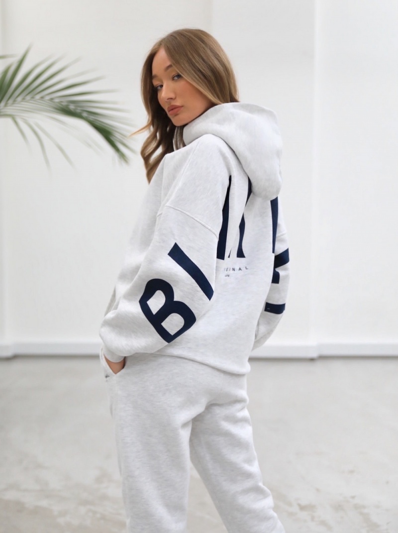 Marl White Blakely Life & Style Isabel Oversized Hoodie | TRQE-36078