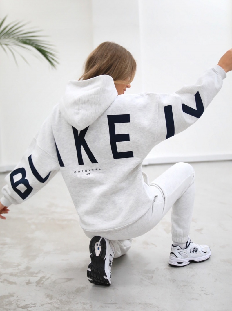 Marl White Blakely Life & Style Isabel Oversized Hoodie | TRQE-36078