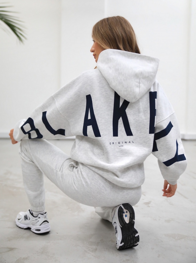 Marl White Blakely Life & Style Isabel Oversized Hoodie | TRQE-36078