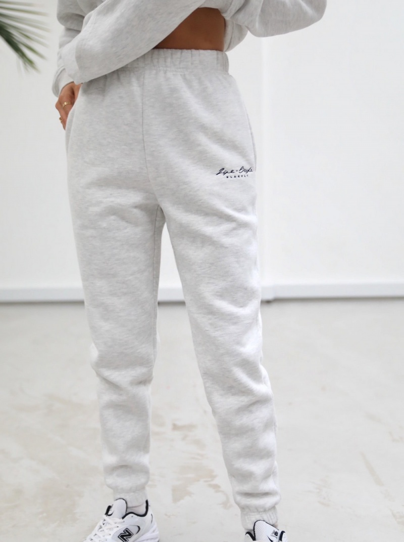 Marl White Blakely Life & Style Loose Fitting Sweatpants | ISQD-79015