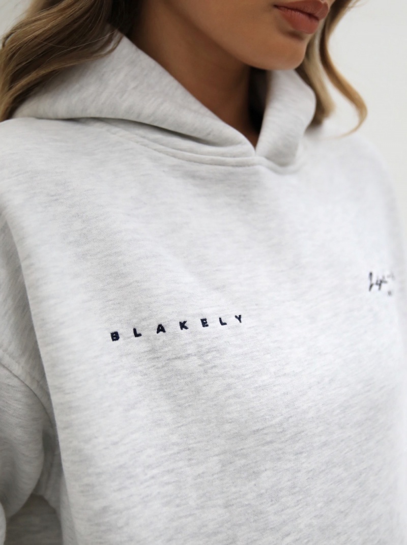 Marl White Blakely Life & Style Oversized Hoodie | LMBY-64319