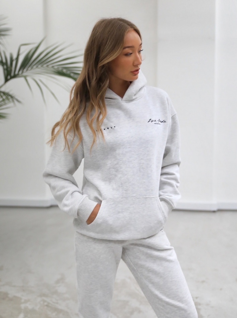 Marl White Blakely Life & Style Oversized Hoodie | LMBY-64319