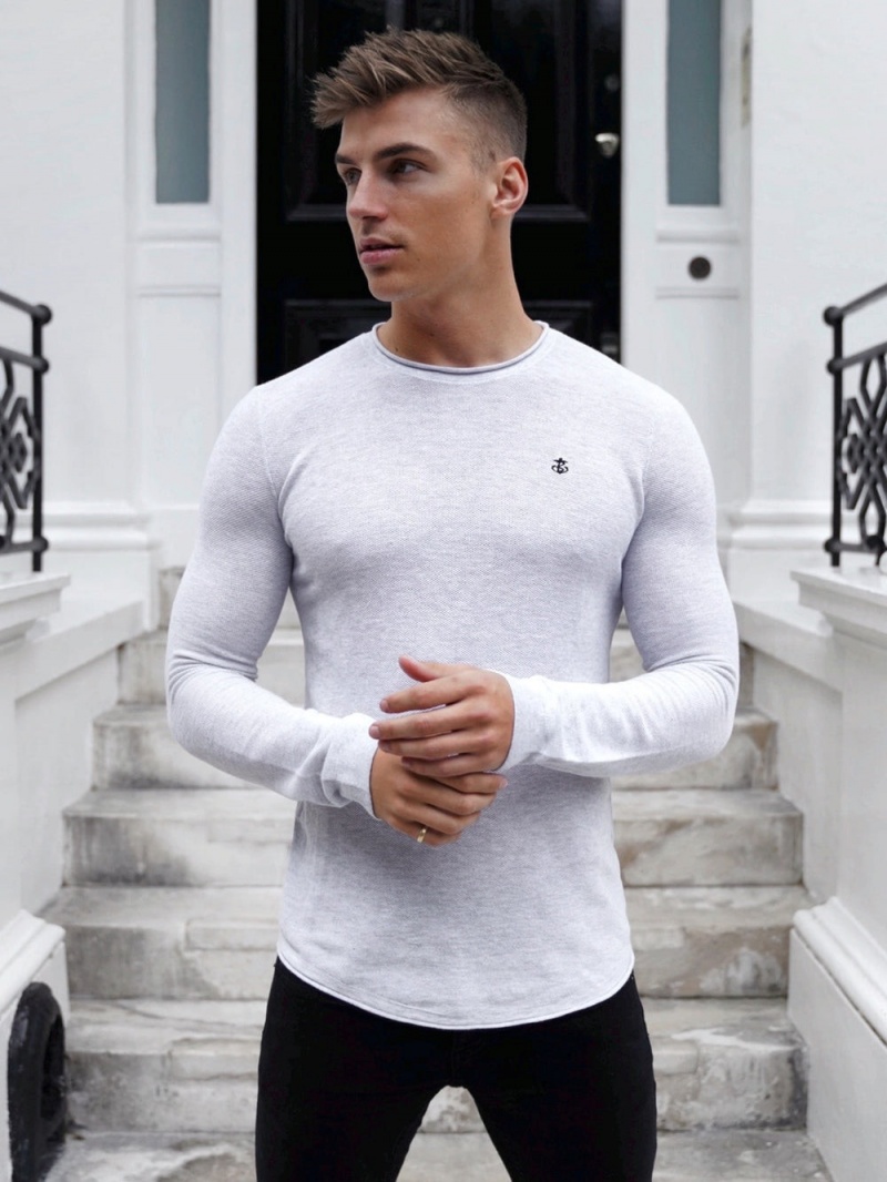 Marl White Blakely Mason Knit Jumper | BPMX-94136