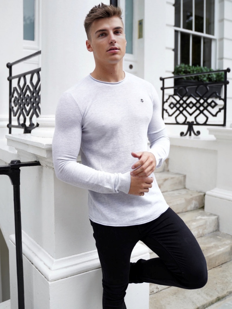 Marl White Blakely Mason Knit Jumper | BPMX-94136