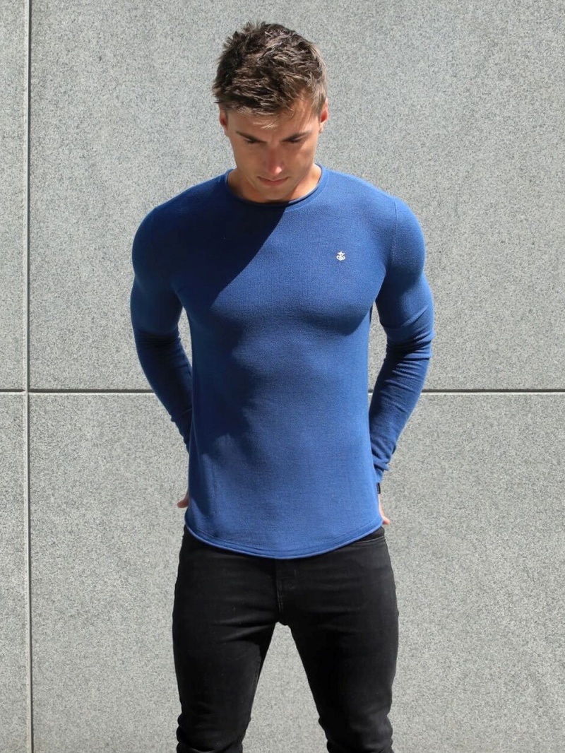 Mid Blue Blakely Mason Knit Jumper | PYGF-91734