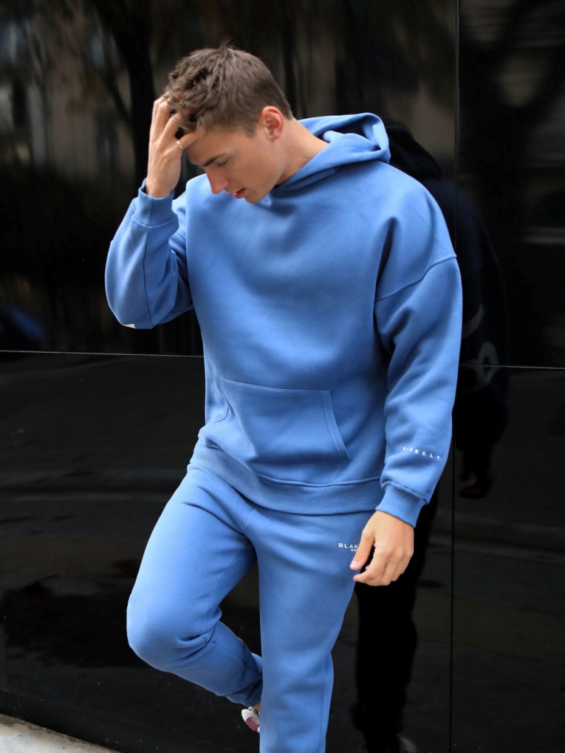 Mid Blue Blakely Members Idris Oversized Hoodie | APNV-38629
