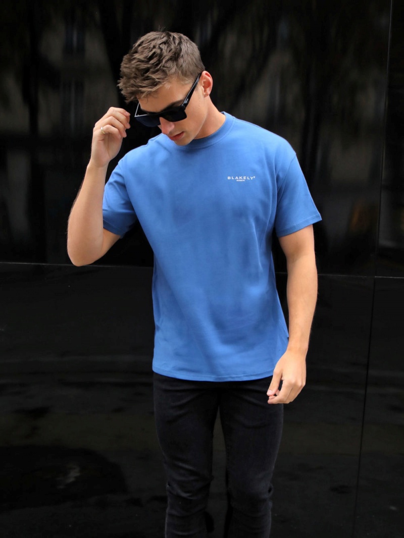 Mid Blue Blakely Members Relaxed T-Shirt | VYOJ-50176