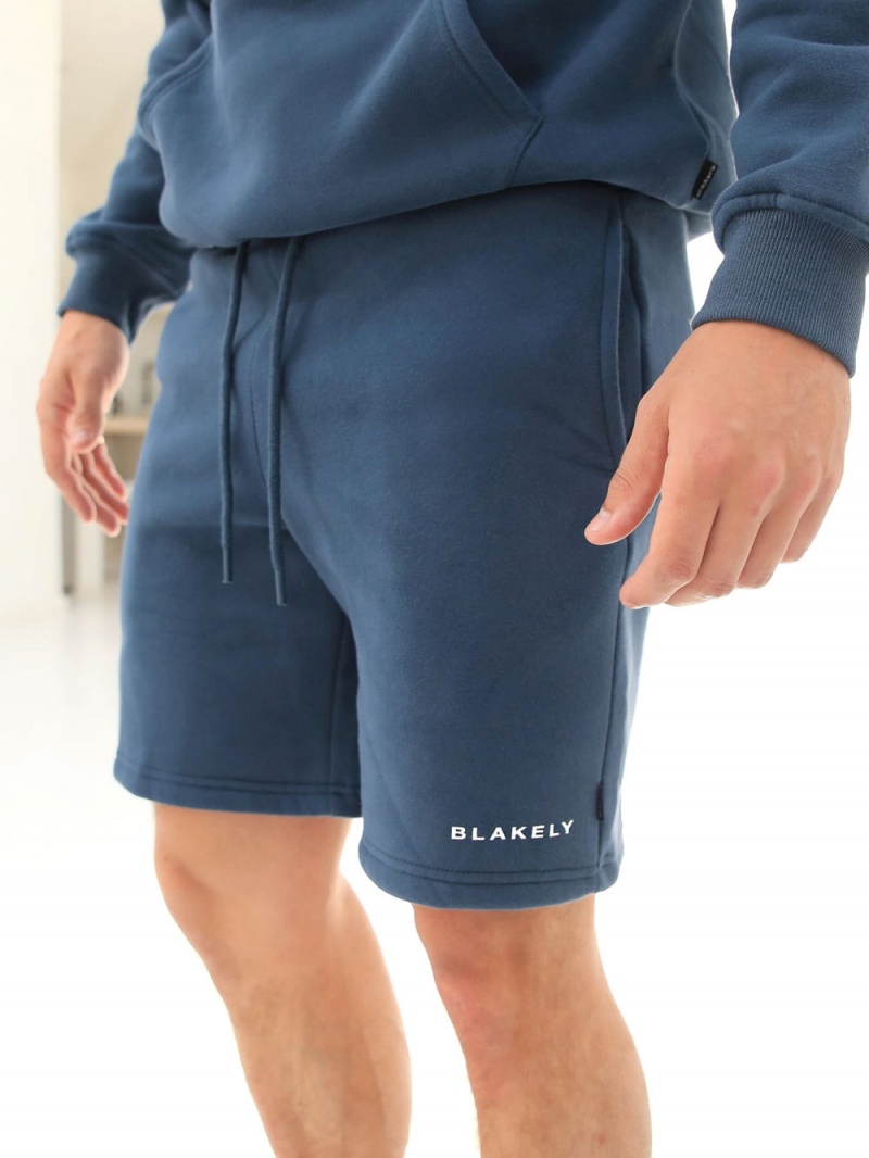 Mid Blue Blakely Riviera Initial Jogger Shorts | GWJD-73612
