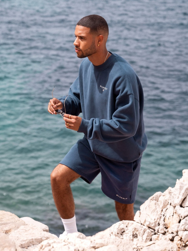 Mid Blue Blakely Riviera Initial Jumper | TXZB-63501