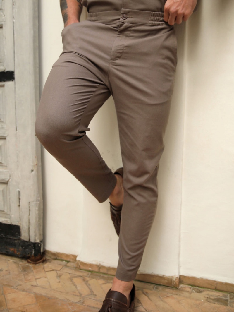 Mocha Brown Blakely Nador Linen-Blend Trousers | TZJQ-06831