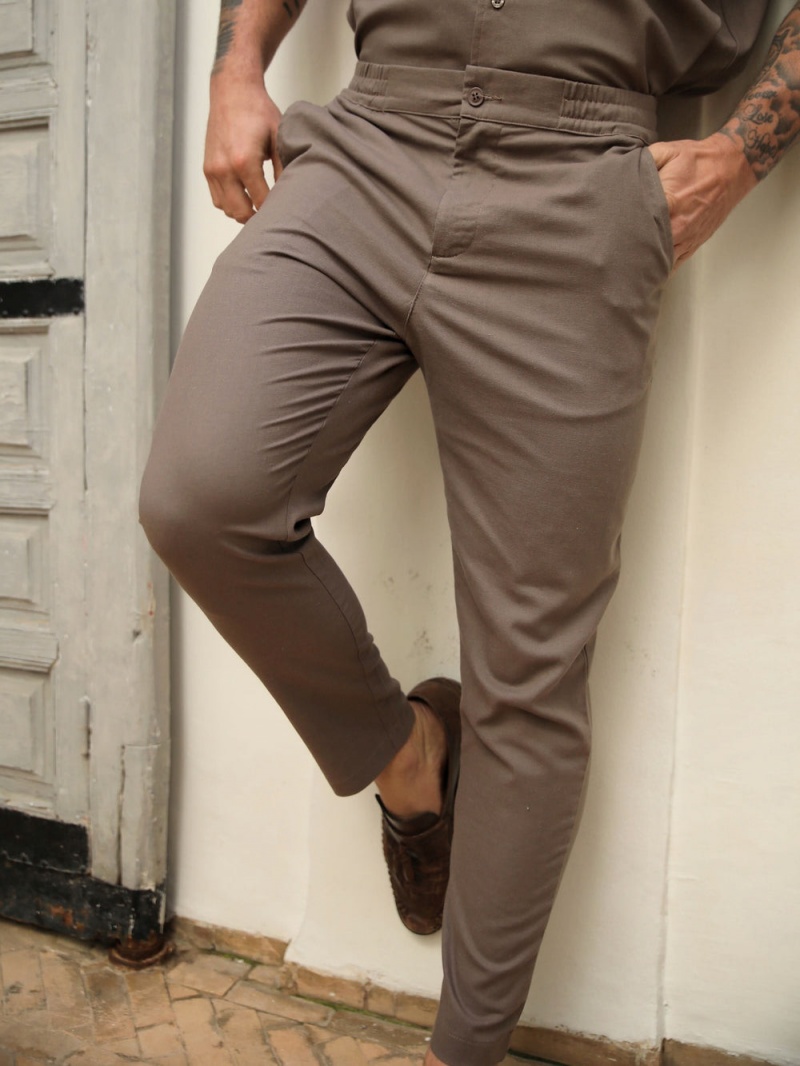 Mocha Brown Blakely Nador Linen-Blend Trousers | TZJQ-06831