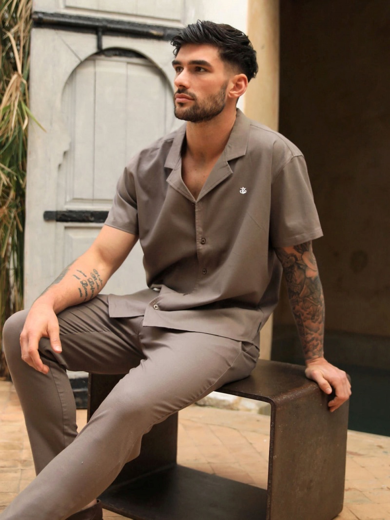 Mocha Brown Blakely Nador Open Collared Shirt | XTZB-91520