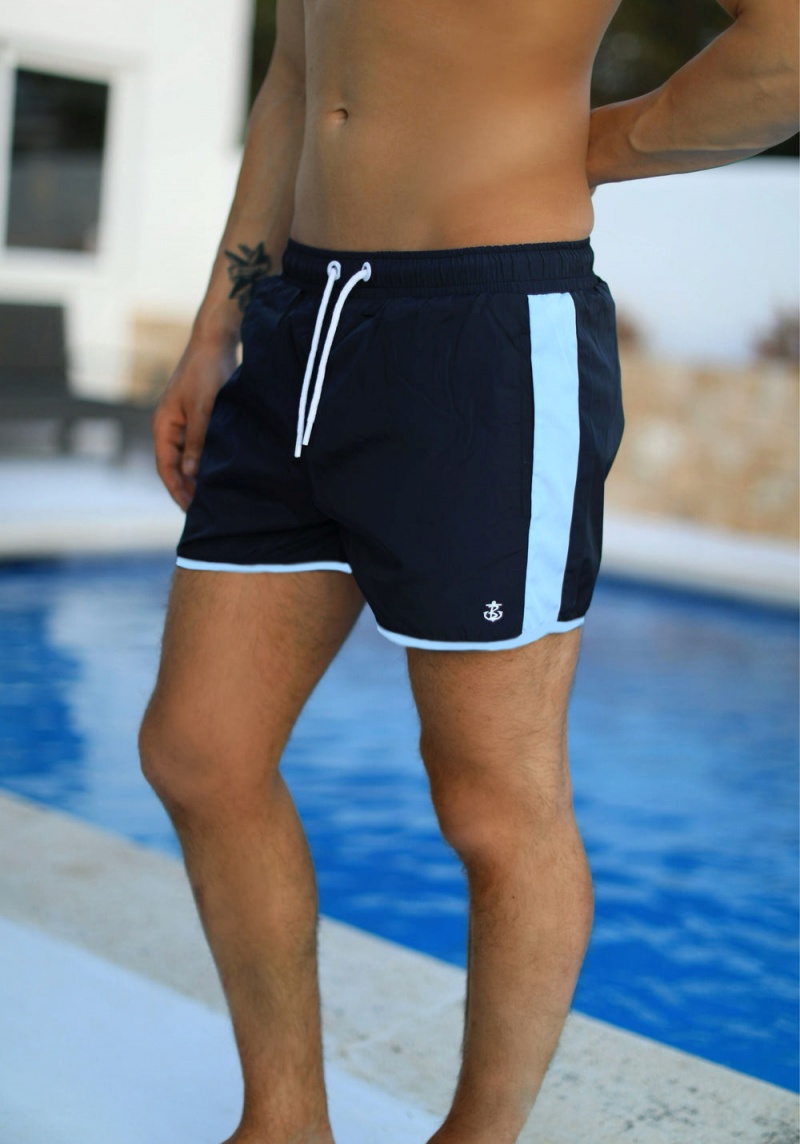 Navy/Light Blue Blakely Senio Swim Shorts | CMAD-17389