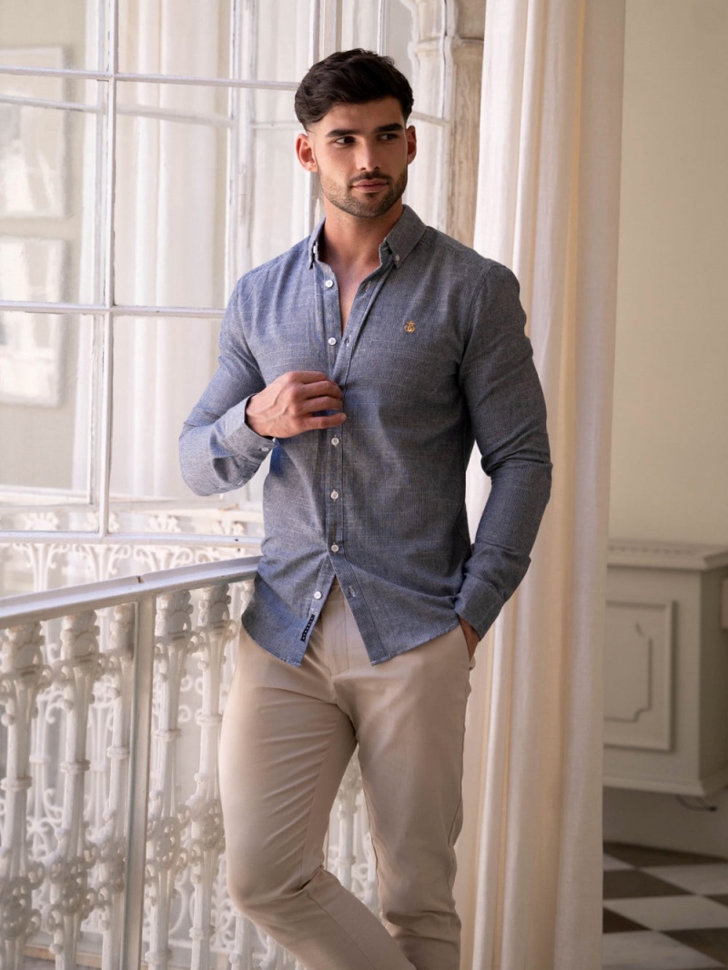 Navy Blakely Odessa Pinstripe Shirt | BIJR-57493