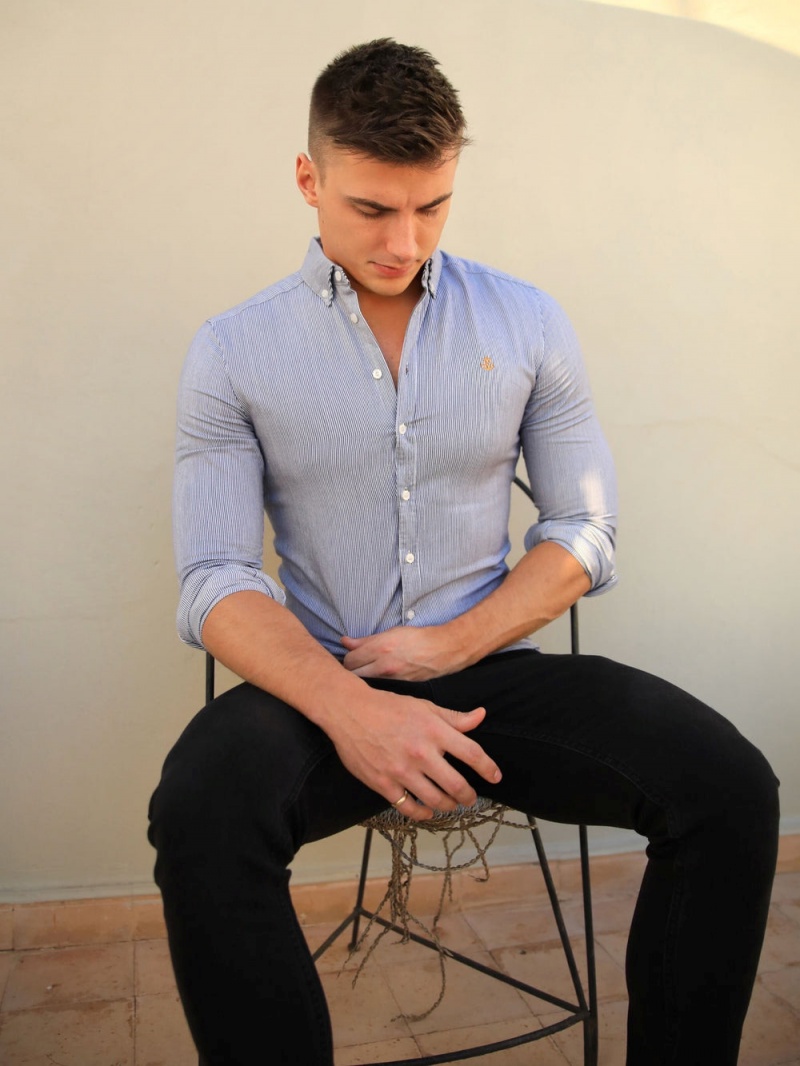 Navy Blakely Pesaro Pinstripe Shirt | QCWS-91246