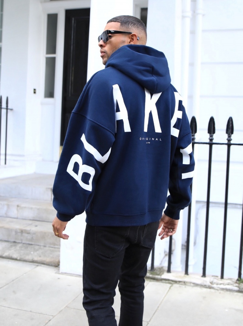 Navy Blue Blakely Idris Oversized Hoodie | PCJL-93246
